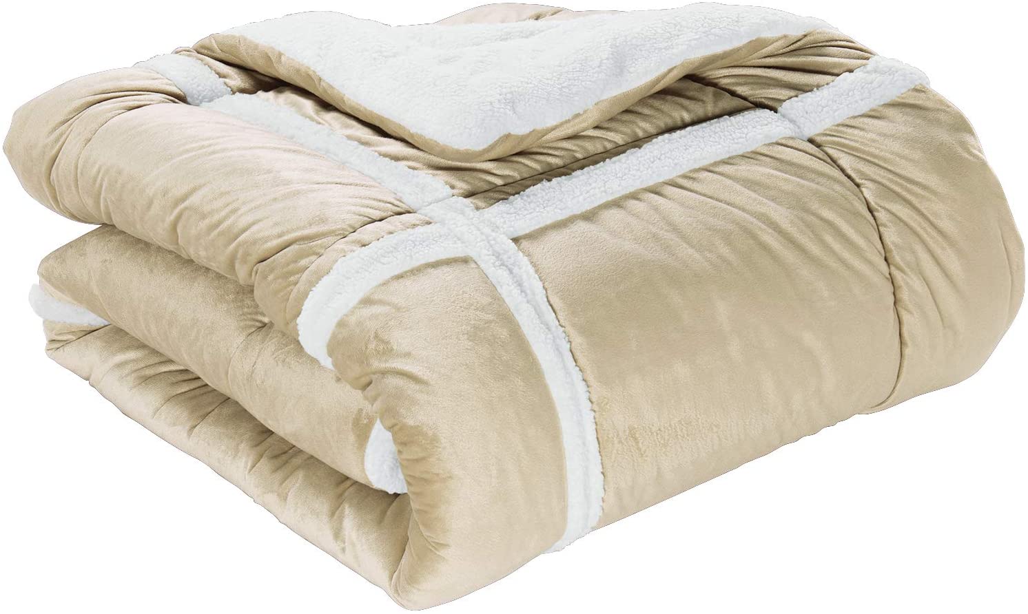 Softest Coziest Plaid Pattern Sherpa Premium Quality Down Alternative Micro-Suede 3-Piece Reversible Comforter Set