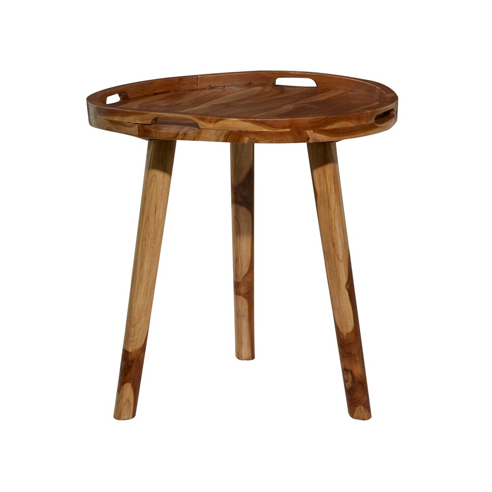 Brown Teak wood Contemporary Accent Table 24 x 24 x 24   24 x 24 x 24Round