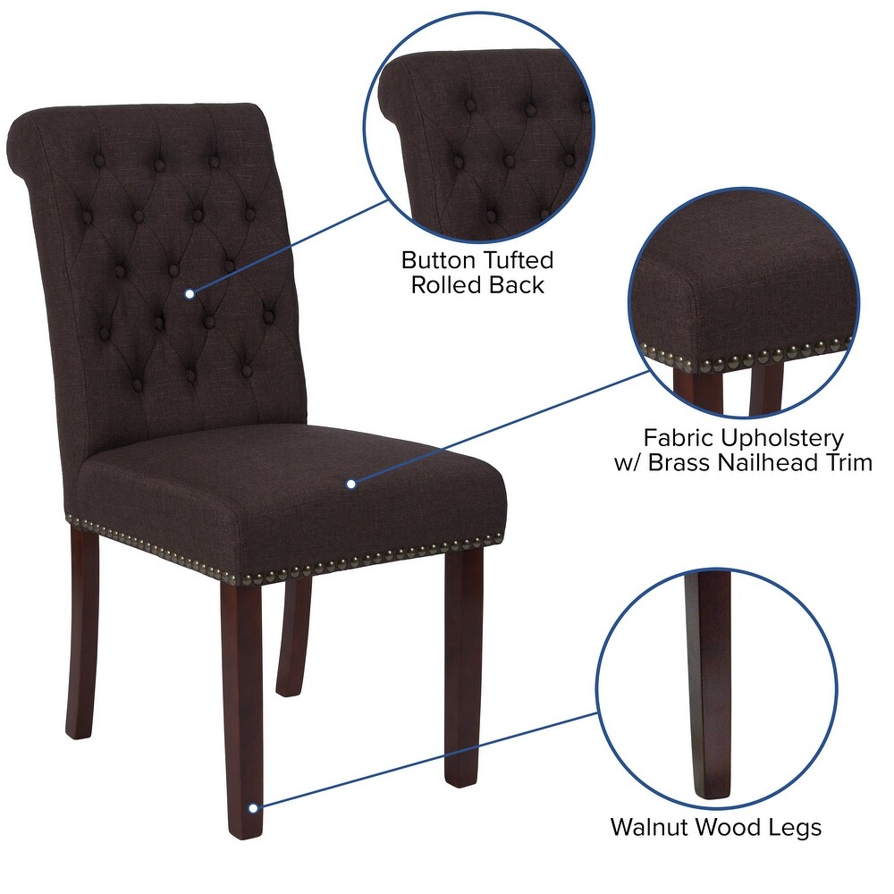 Button tufted Wood Parsons Chair