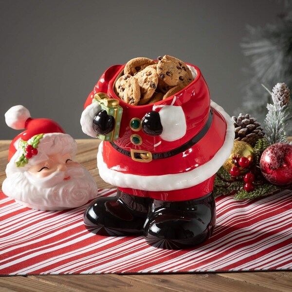 13H Sullivans Christmas Whimsical Santa Cookie Jar，RedWhite