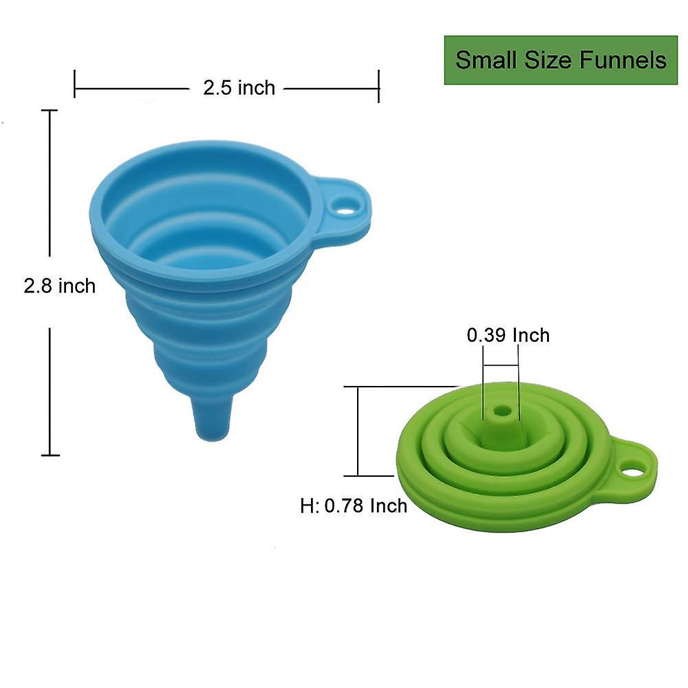 Silicone Collapsible Funnel Set Of 4， Small And Large， Kitchen Gadgets Accessories Foldable Funnels For Water Bottle Liquid Transfer Food Grade (l， S