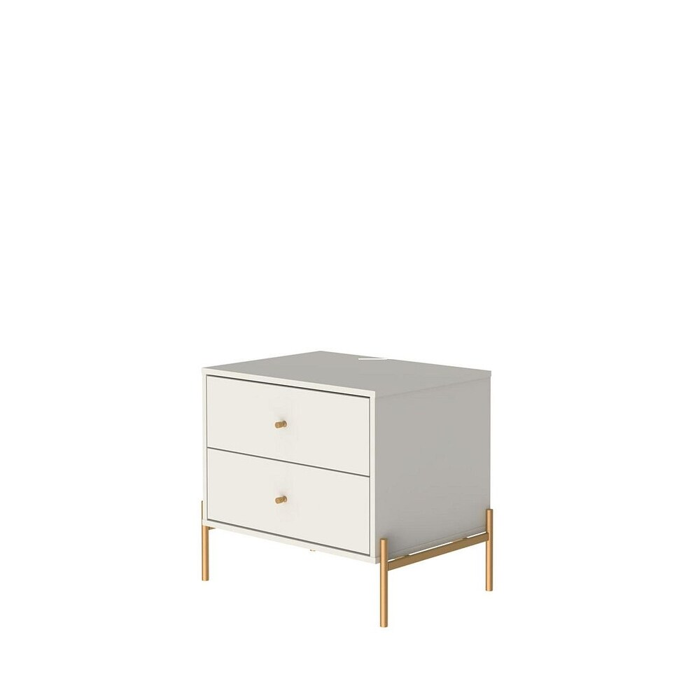 Manhattan Comfort Jasper Full Extension Drawer Nightstand in White Gloss (Set of 2)