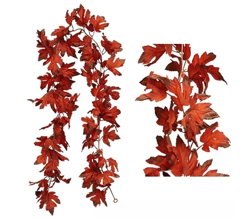 Factory Supply Artificial Silk Fabric  Maple  Leaves  Fall  Maple  Hanging Vine For Party Thanksgiving