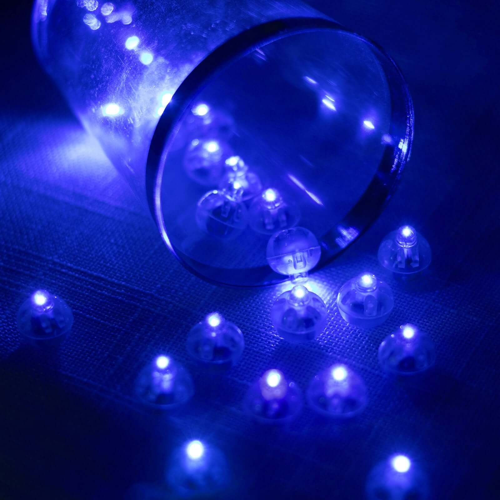 50 Pack Light Blue Round LED Balloon Lights, Waterproof Battery Operated Mini LED Balls - 0.5