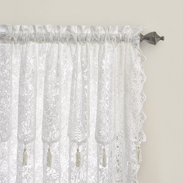 Kate Aurora Shabby Chic Lace Single Curtain Panel With An Attached Valance