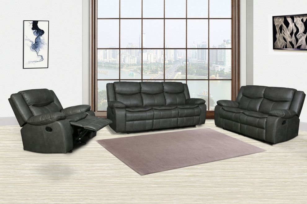 Arlington Leather Air Reclining Sofa 3 Piece Set   Contemporary   Living Room Furniture Sets   by Luxuriant Furniture  Houzz