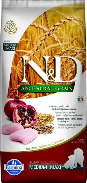 Farmina NandD Ancestral Grain Chicken and Pomegranate Medium and Maxi Puppy Dry Dog Food