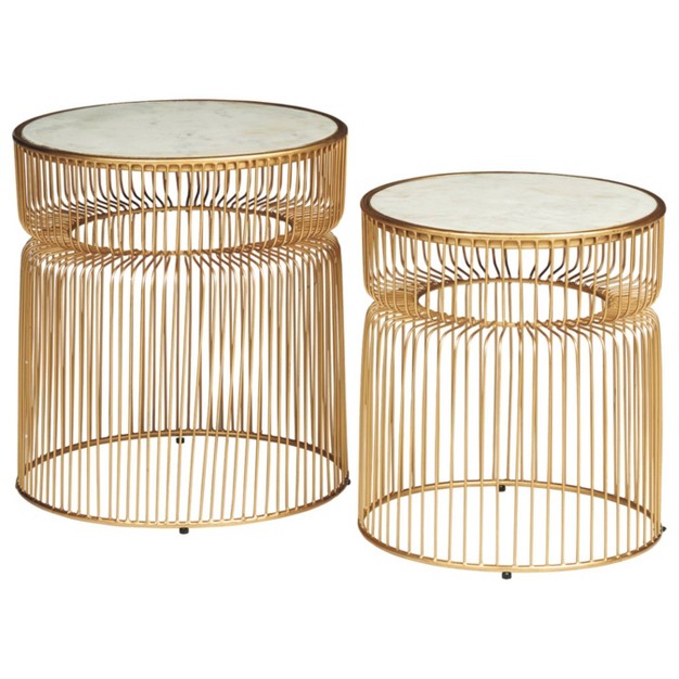 Set Of 2 Vernway Side Tables White gold Signature Design By Ashley