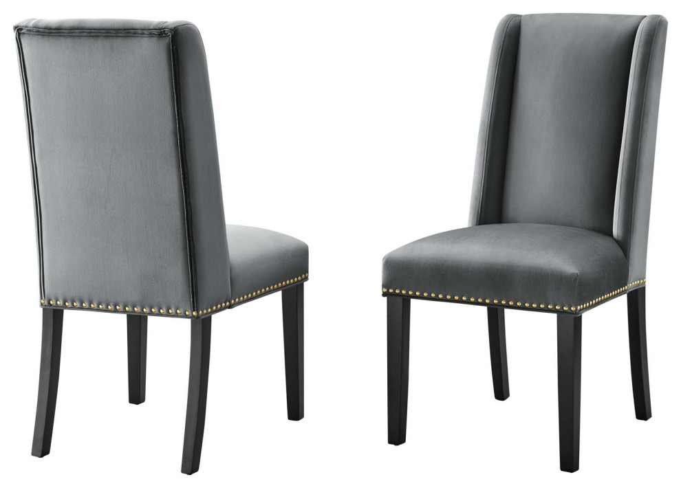 Dining Chair  Nailhead  Set of 2  Black  Velvet  Modern  Bistro Hospitality   Transitional   Dining Chairs   by House Bound  Houzz