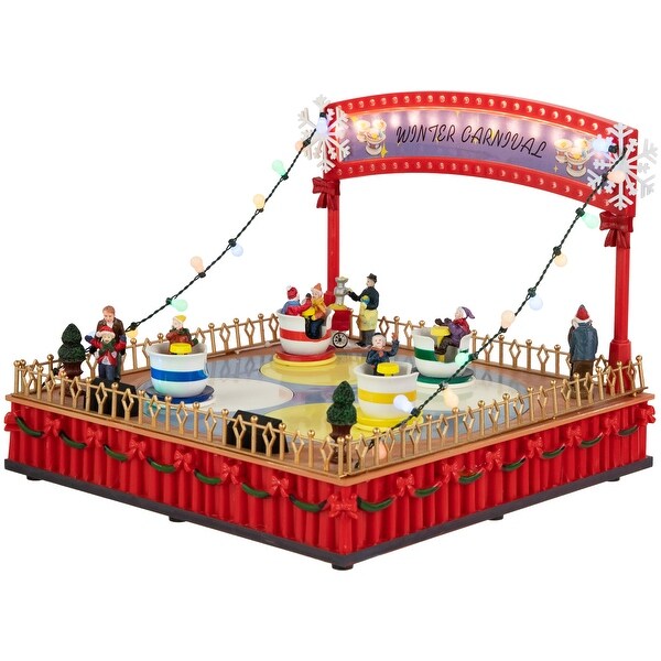 Animated and Musical Winter Carnival Teacup Ride Christmas Village Display