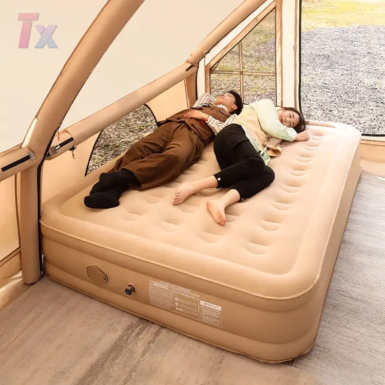 Self inflating King Size Air Mattress Bed W/ Built in Battery Pump Inflatable Double Airbed Sleeping Pad For Camping Tent