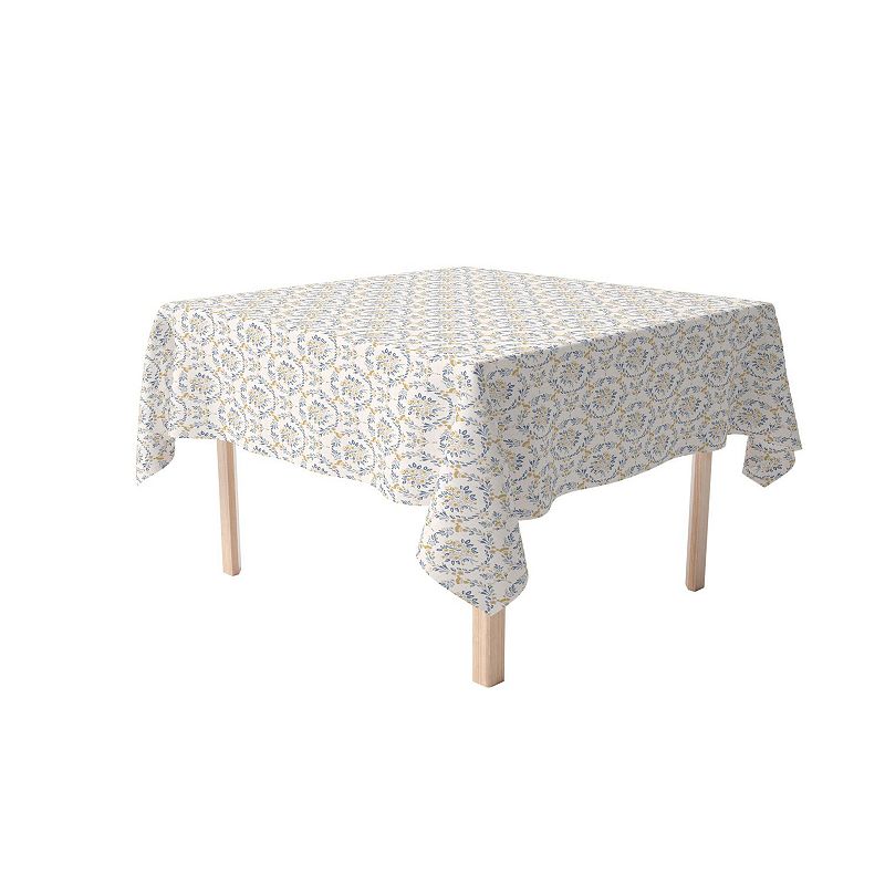 Square Tablecloth， 100% Cotton， 60x60， Elegant Floral Circles