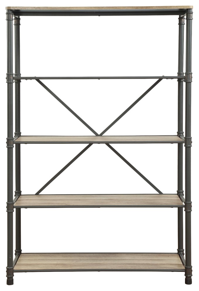 ACME Ingrid Bookshelf  Sandy Gray and Oak   Industrial   Bookcases   by Acme Furniture  Houzz