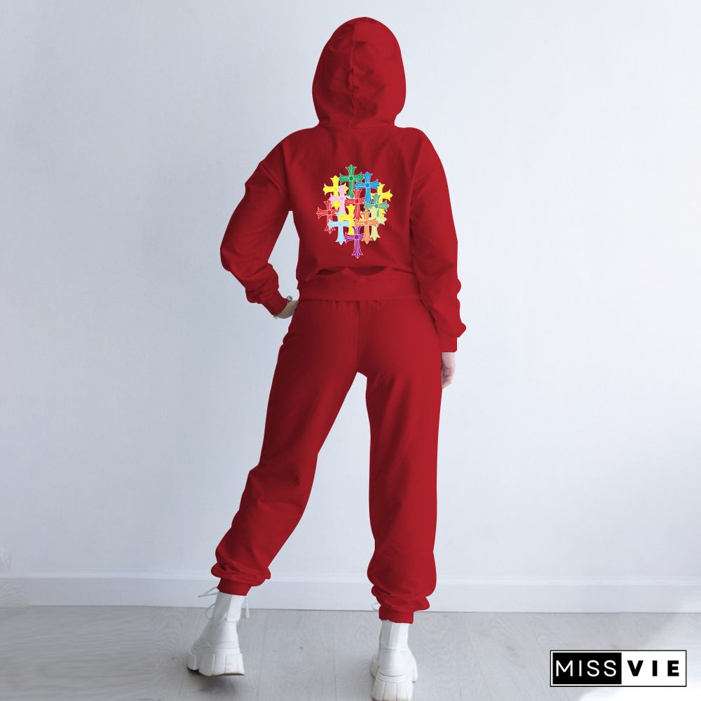 Casual Pullover Hoodies Sweatpants 2 Pieces Set