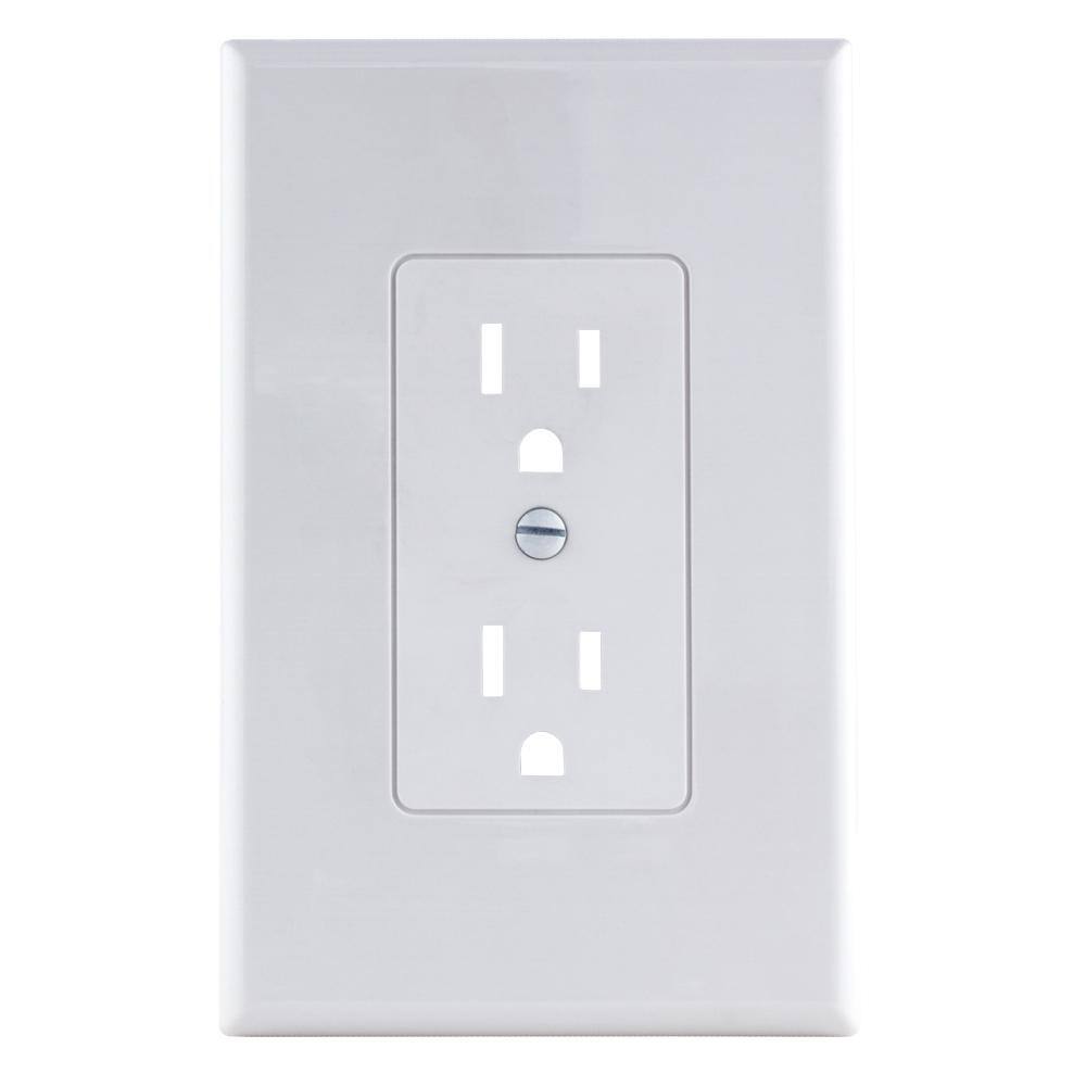 Commercial Electric 1-Gang Duplex MidwayMaxi Sized Cover-up Plastic Wall Plate White (Smooth Finish) PPCW-R