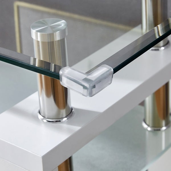 Modern Console Table with Contemporary Glass Top