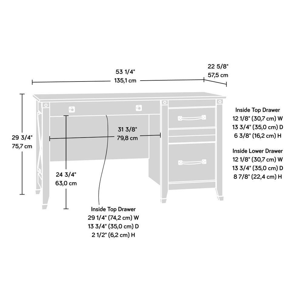 SAUDER Carson Forge 53.189 in. Rustic Cedar Computer Desk with File Storage 431581