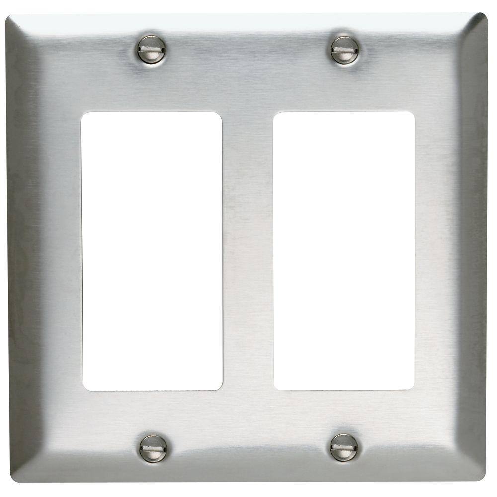 Legrand Pass and Seymour 430SS 2 Gang 2 DecoratorRocker Wall Plate Stainless Steel (1-Pack) SL262CC10