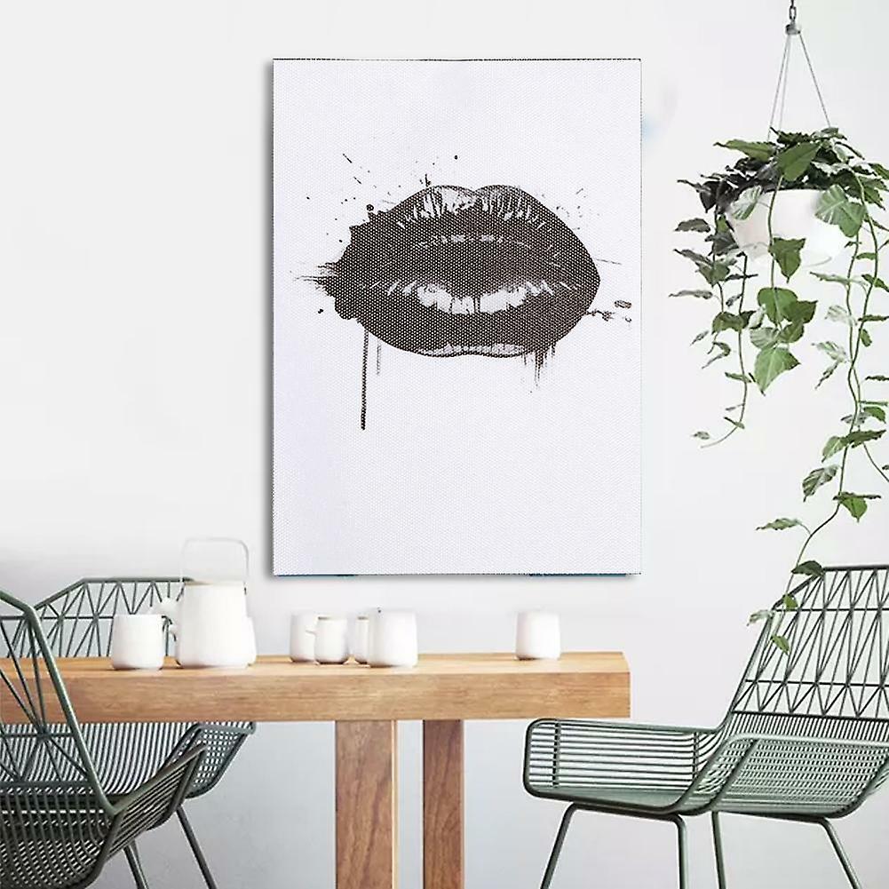 Bedroom Black Lips Wall Art Print Poster Canvas Living Room Home Office Decor