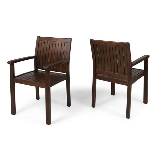 Wilson 2pk Acacia Dining Chair Dark Brown Christopher Knight Home