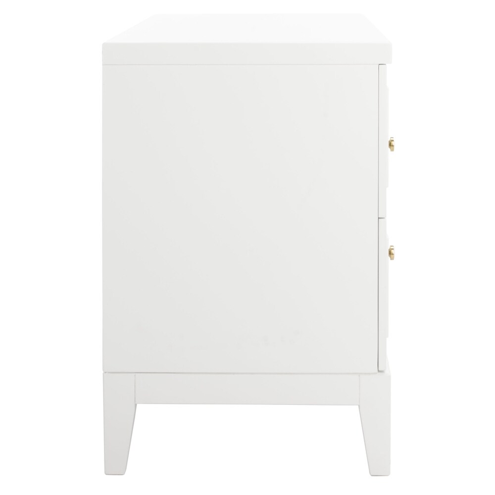 SAFAVIEH Luiza White/Gold 2 Drawer Nightstand