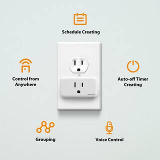 Defiant 15 Amp 120-Volt Smart Wi-Fi Bluetooth Plug with 1 Outlet Powered by Hubspace (4-Pack) HPPA11AWB4