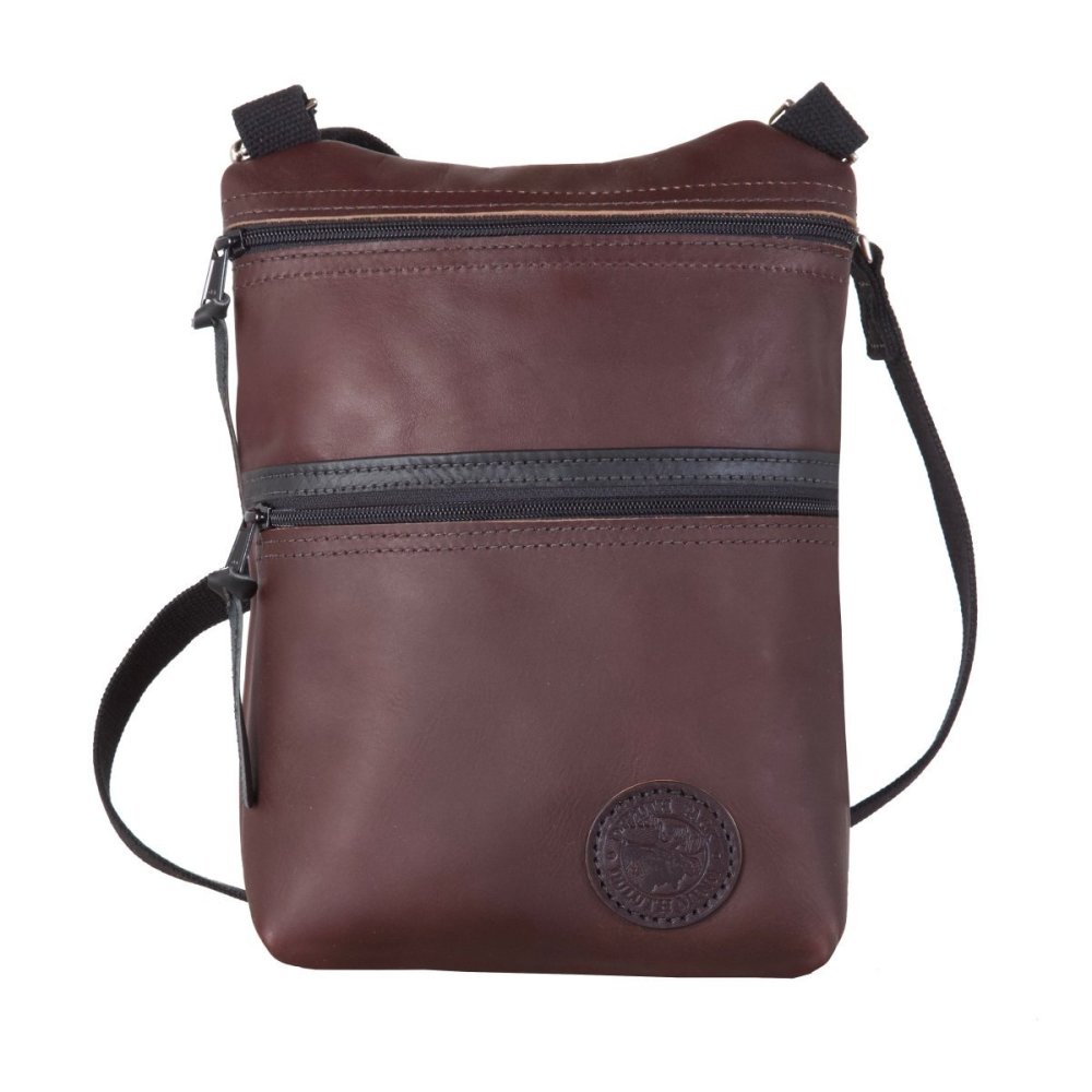 4 Liter Capacity Brown Smooth Leather Traverse Crossbody Bag ;