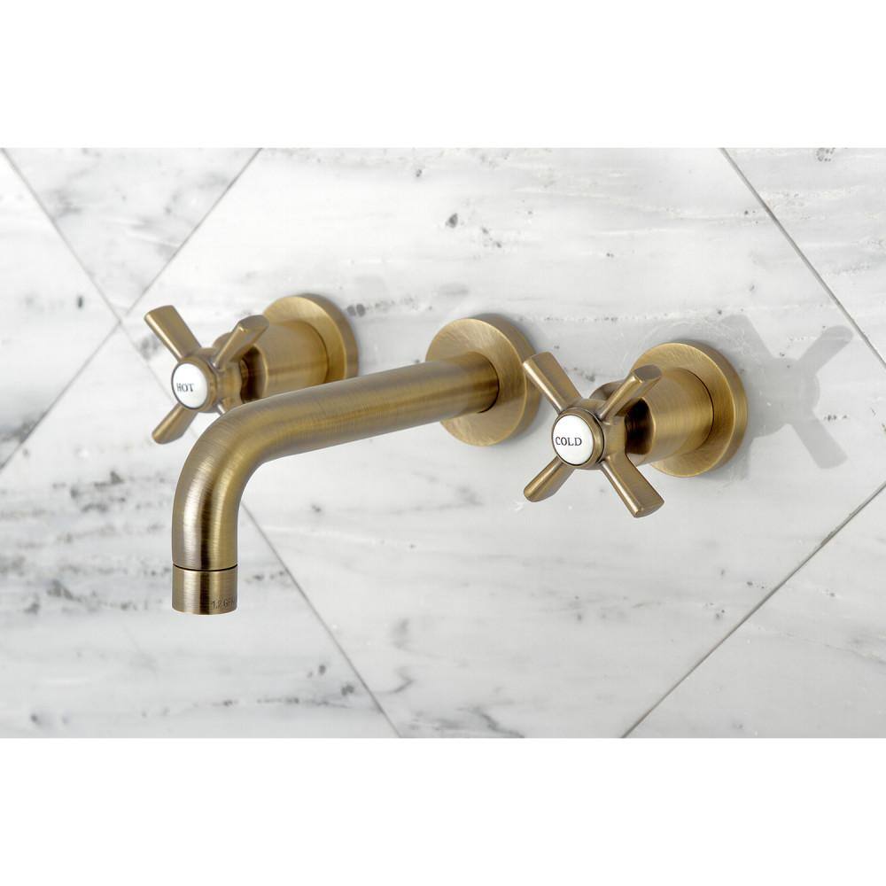 Kingston Brass Millennium 2-Handle Wall-Mount Bathroom Faucets in Antique Brass HKS8123ZX