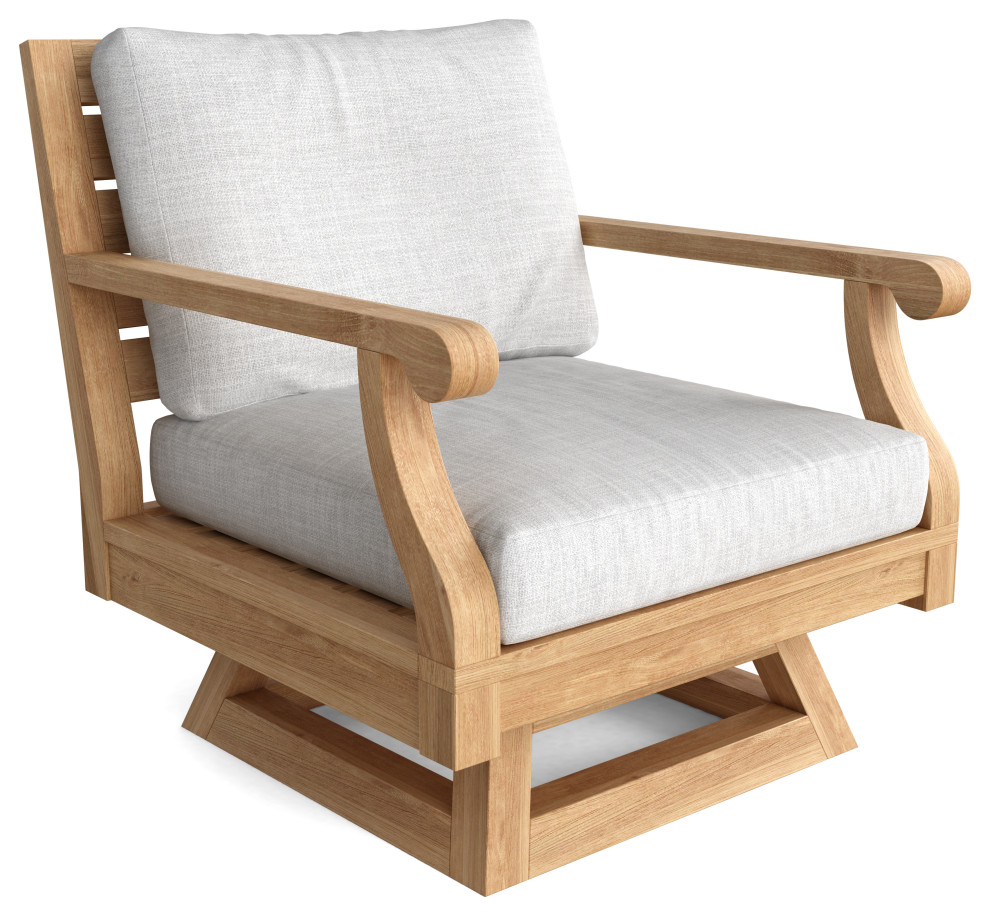 Riviera Swivel Armchair + Cushion   Transitional   Outdoor Lounge Chairs   by Anderson Teak  Houzz