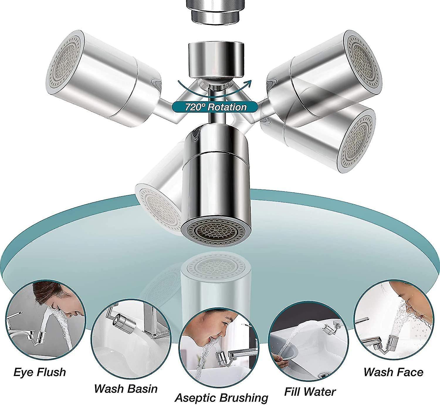 Faucet With Universal Splash Filter， 720 Swivel， Wide Angle Aerator， Dual Function， Rotating Aerator， Sprayer Faucet