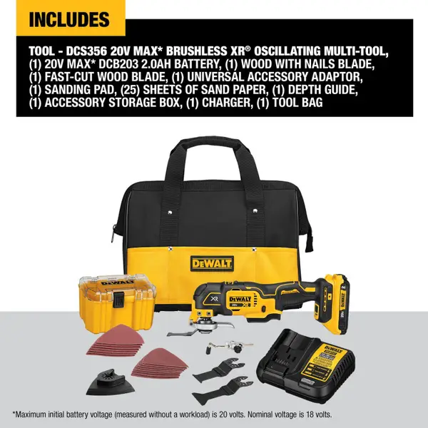 DW 20V MAX XR Brushless Cordless 3-Speed Oscillating Multi-Tool Kit