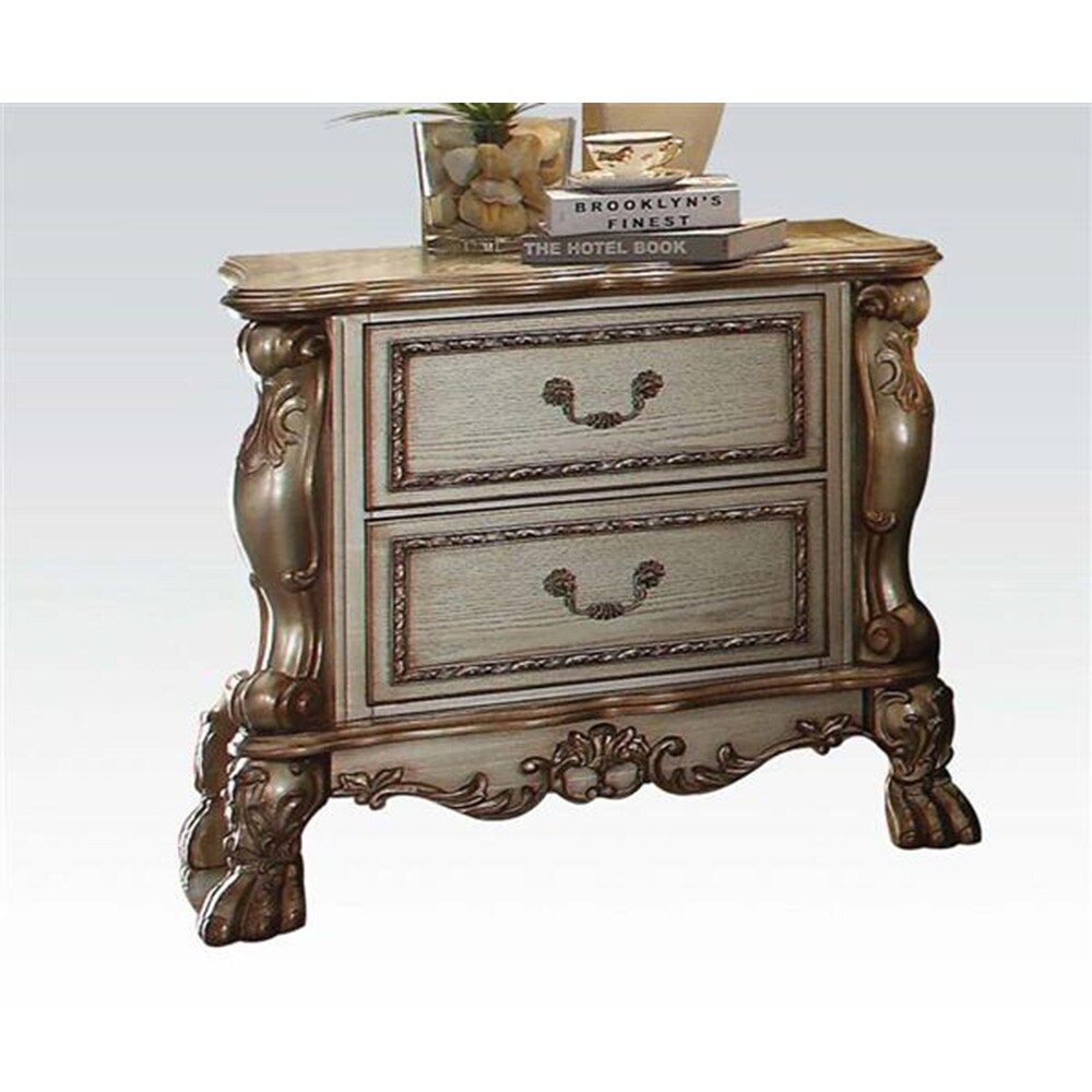 Reliefs Mode Bedroom Furniture Locker Nightstand  With Two Felt Lined Drawers (Dovetail French Front and Back)