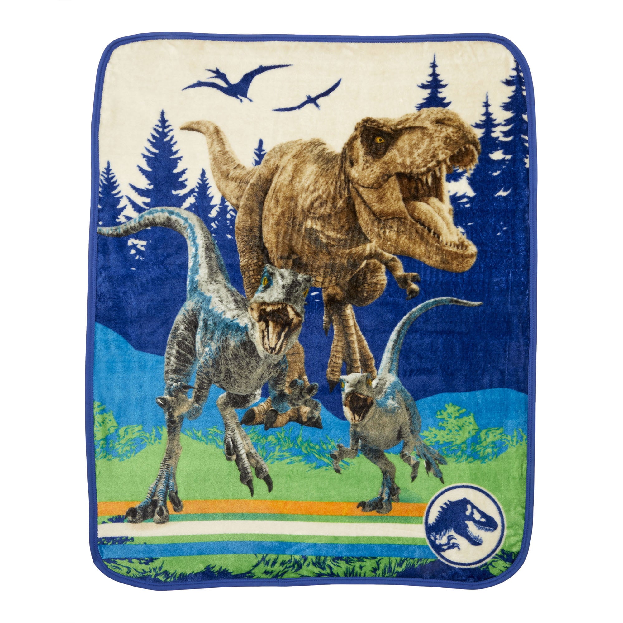 Jurassic World Kids Silky Soft Plush Throw Blanket， 40x50， Blue， Universal