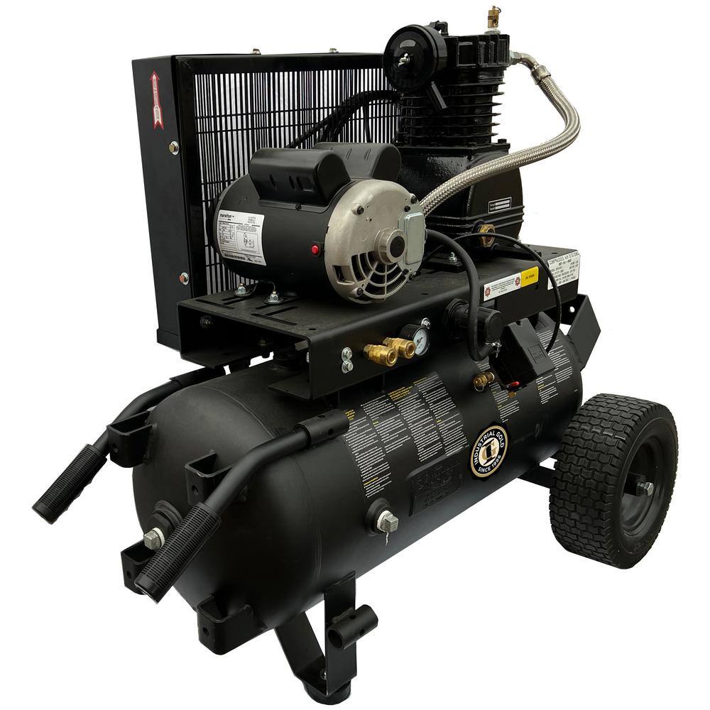 Industrial Gold 20 Gal. 2 HP Portable 1-Phase Low RPM 125 PSI Electric Air Compressor with Quiet Operation P21H20