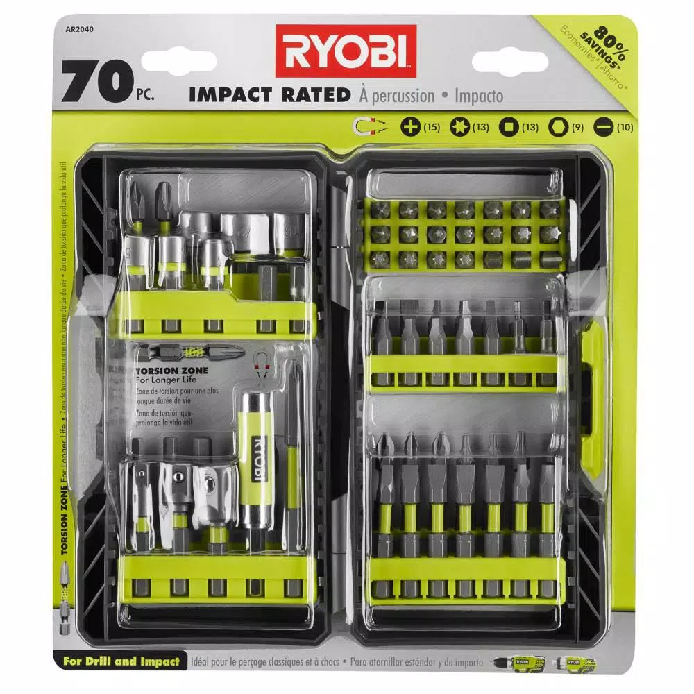 RYOBI Impact Rated Driving Kit (70-Piece) with BONUS 25FT Tape Measure and#8211; XDC Depot