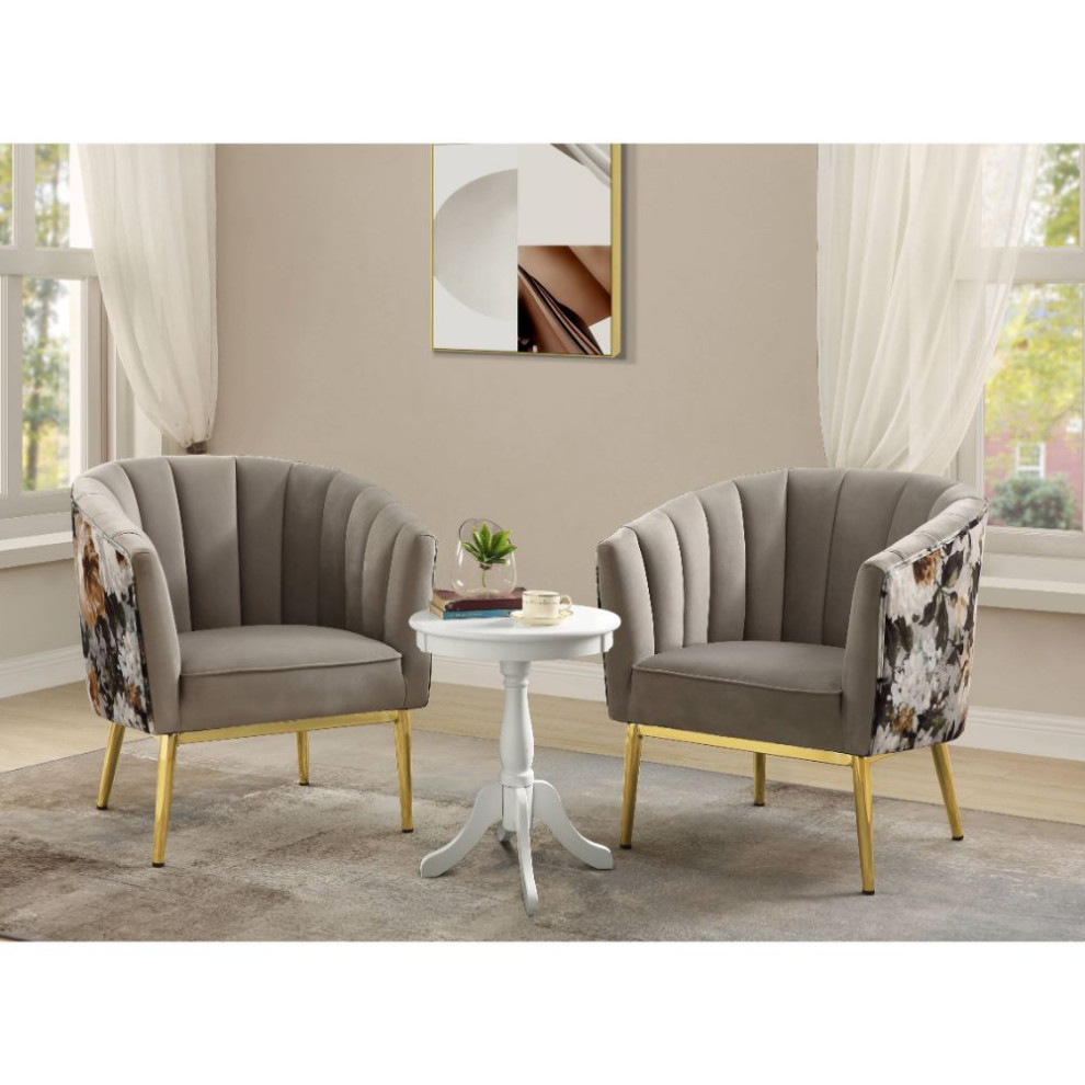 Acme Colla Accent Chair Gray Velvet and Gold   Midcentury   Armchairs And Accent Chairs   by AMOC  Houzz