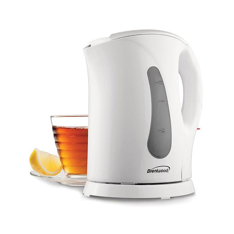 Brentwood 1.0 Liter Cordless Plastic Tea Kettle in White