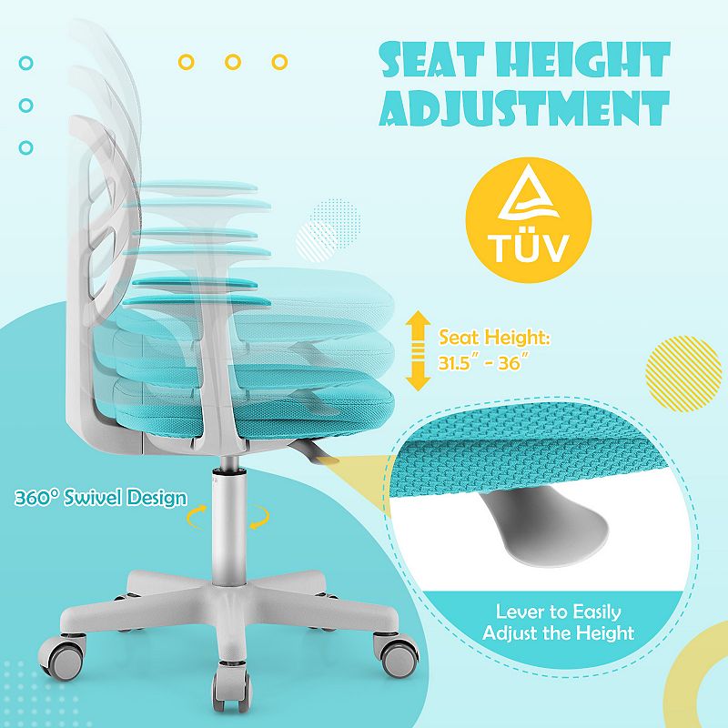 Adjustable Desk Chair with Auto Brake Casters for Kids