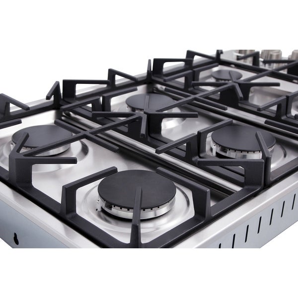 36 Inch Professional Drop-In Gas Cooktop with Six Burners