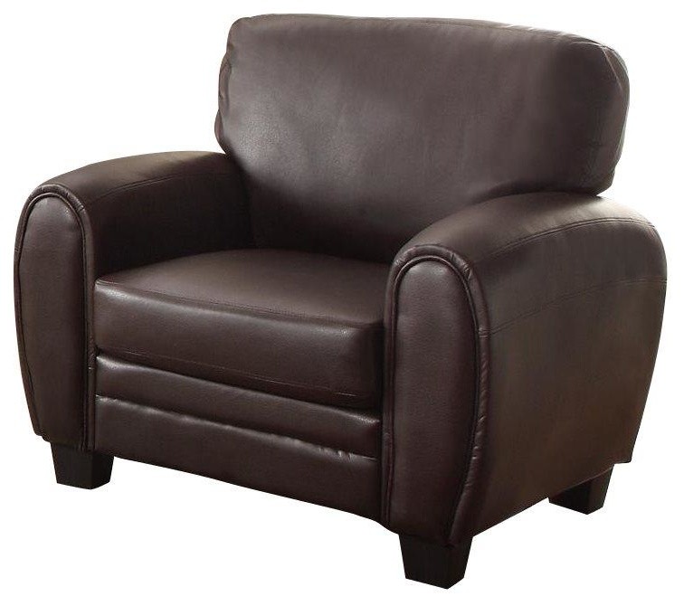 2 Piece Rainier Casual Set Love Seat and Chair  Dark Brown Leather   Transitional   Living Room Furniture Sets   by AMOC  Houzz