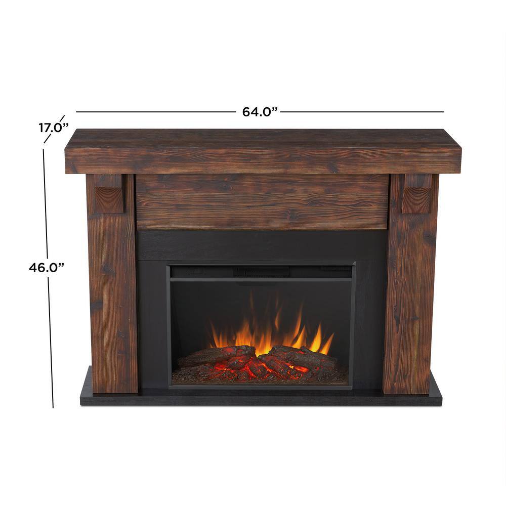 Real Flame Gunnison Grand 64 in. Freestanding Wooden Electric Fireplace in Chestnut Barnwood 8700E-CHBW