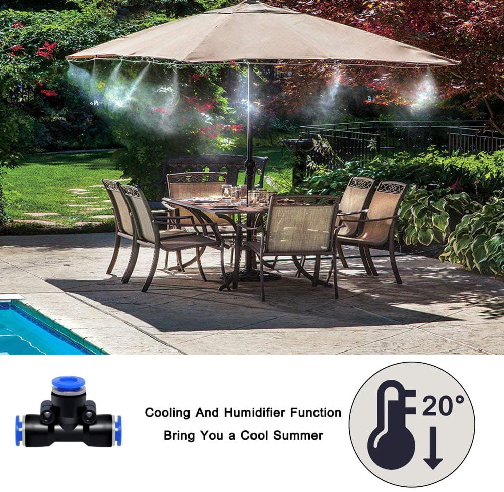 Wadoy Misting Cooling System， 65FT Misters for Outside Patio， Garden， Trampoline