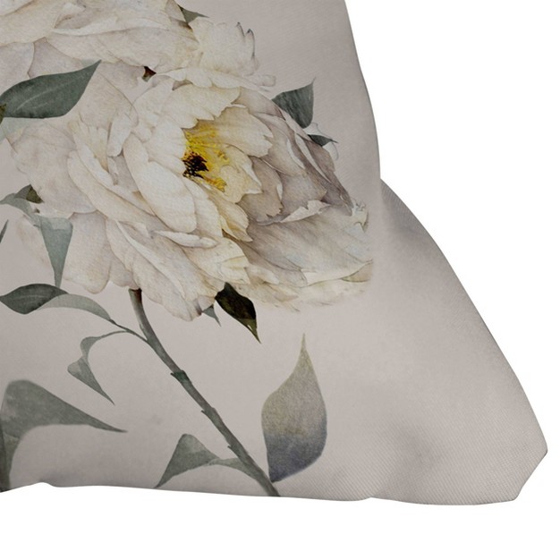 Nadja Peonies Outdoor Throw Pillow White Deny Designs