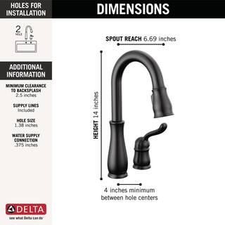 Delta Leland Single-Handle Pull-Down Sprayer Kitchen Faucet with in Matte Black 9978-BL-DST