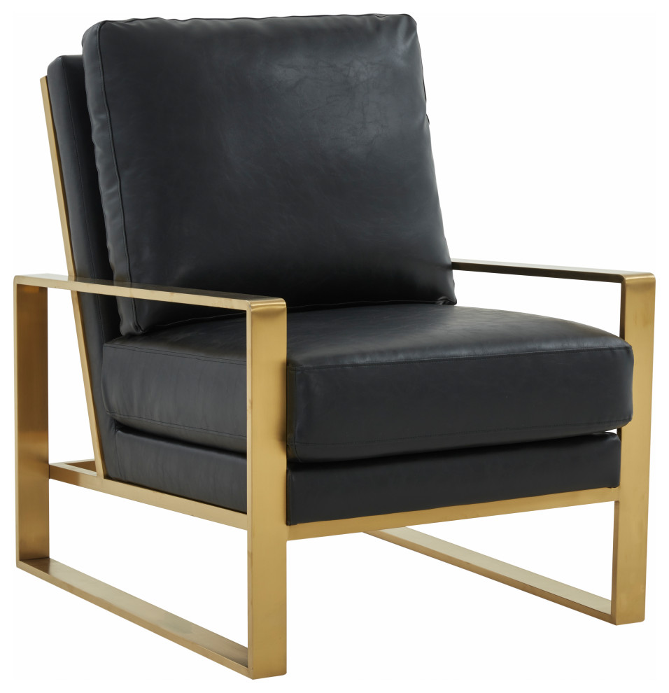 LeisureMod Jefferson Arm Chairs With Gold Frame and Coffee Table   Contemporary   Living Room Furniture Sets   by LeisureMod  Houzz