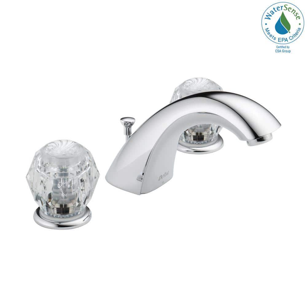 Delta Classic 8 in Widespread 2Handle Bathroom Faucet with Metal Drain Assembly in Chrome