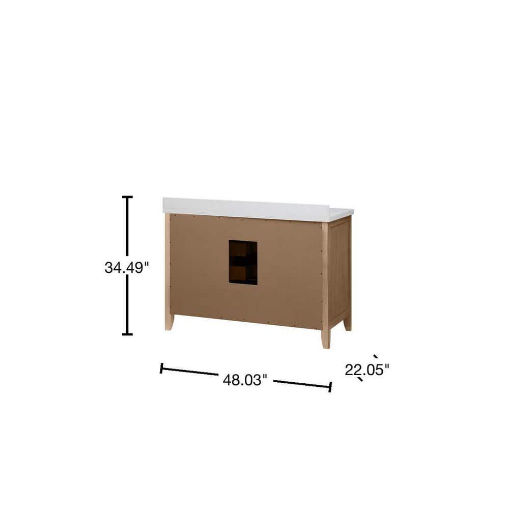 Home Decorators Collection Cotherstone 48 in W x 22 in D Bath Vanity in Almond Toffee with Cultured Stone Vanity Top in White with White Basin