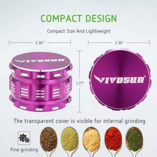 VIVOSUN 2.5 in. Herb Grinder Aluminium Spice Grinder With Pollen Scraper for Kitchen in Purple X002DW0HSJ