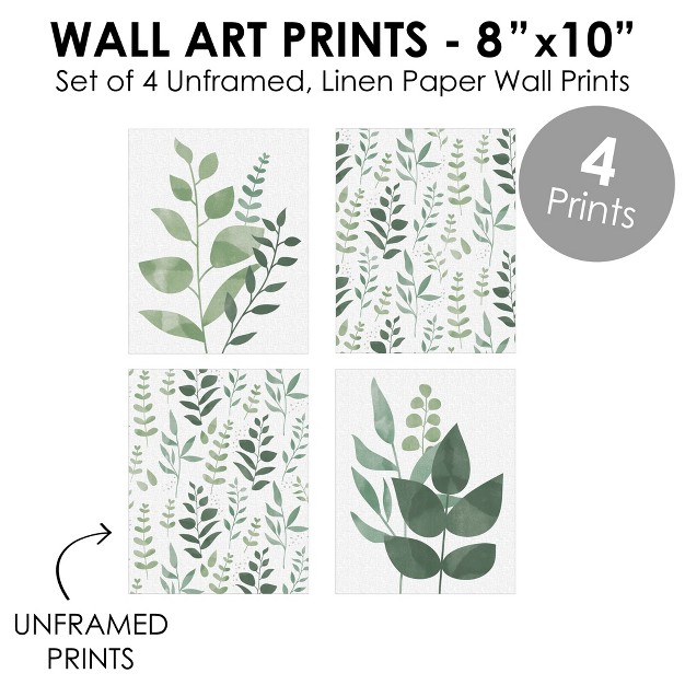 Big Dot Of Happiness Boho Botanical Unframed Greenery Linen Paper Wall Art Set Of 4 Artisms 8 X 10 Inches