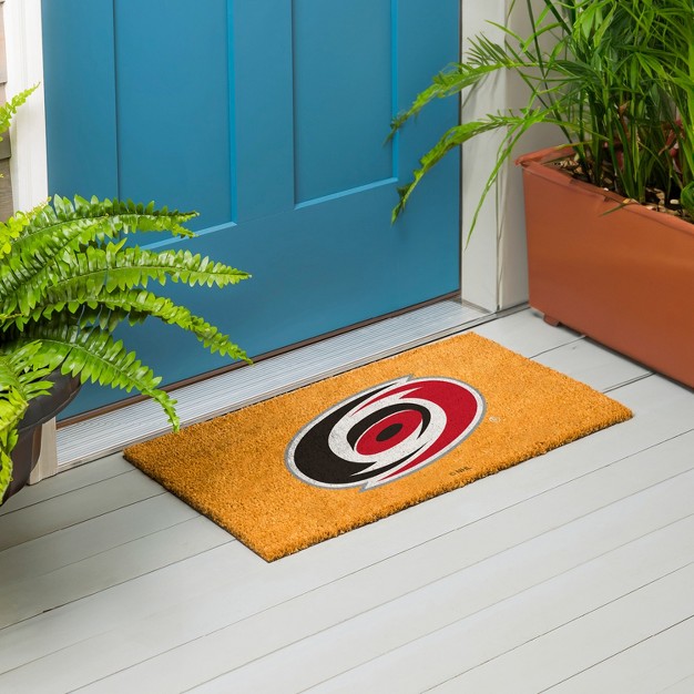 Evergreennhlcarolina Hurricanes Logo Natural Coir 28 X 16 Inches Indoor Outdoor Doormat